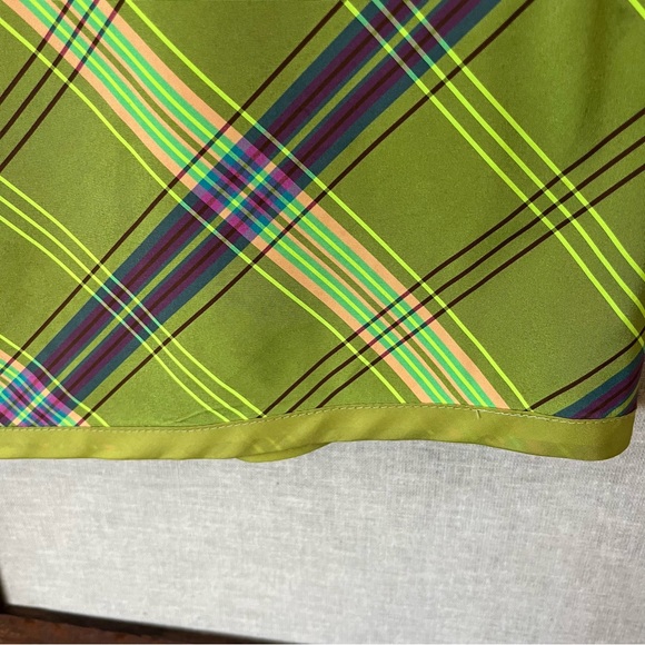 Vintage Neon Plaid A-Line Midi Lined Skirt - Small - Picture 7 of 14